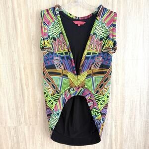 Manish Arora 100% SILK Womens Top Small Psychedelic Abstract High Low Designer